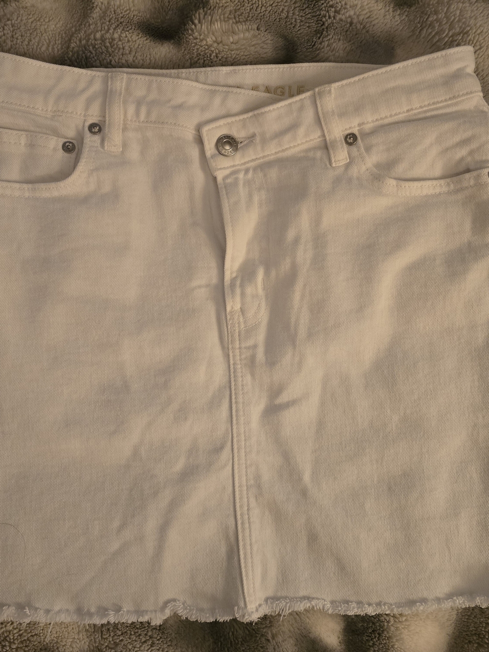 American Eagle White Denim Mini Skirt - Raw Hem